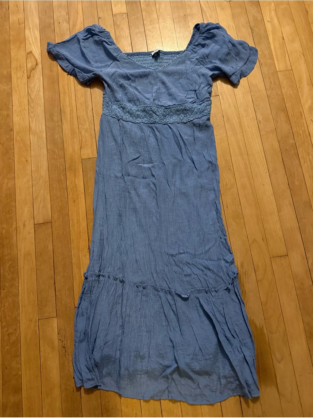 Luxology Light Blue Smocked Empire Maxi Dress